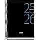 Dohe - Schulagenda 2025 2026 - Eine Seite pro Tag, Größe A5 (15x21 cm), Spanisch und Englisch, September bis Juni, Spiralbindung, Hardcover - SYSTEM Schwarz