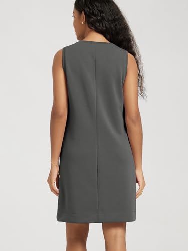 Image of ODODOS Modal Soft V-Neck Tank Dress for Women Sleeveless Sundress Casual Relaxed Summer Dress with Pocket, Charcoal, Large