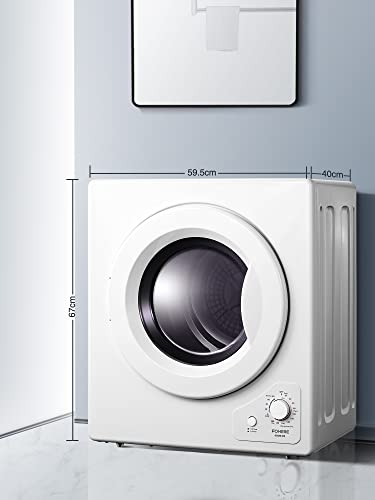4KG Small Vented Dryer with Sensor Dry, FOHERE 1200W Compact Tumble Dryer with Stainless Steel Tub, Control Panel Downside Easy Control for 5 Automatic Drying Modes, White - Image 2