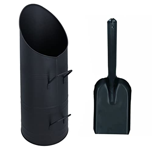 Bûche à charbon en métal noir 56 x 25 cm et pelle