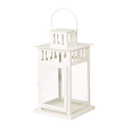 Ikea White Steel Borrby Lantern for Block Candle, Indoor Outdoor Use, 11' x 6' x 6'