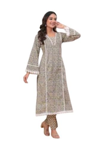 Image of Floral Printed Kurta, Full Sleeve
