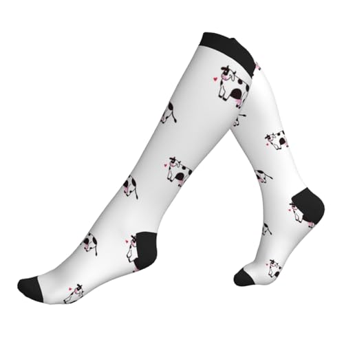 JDNFDR Calcetines atléticos, simples y lindos calcetines de vaca de dibujos animados negros y blancos antiampollas para hombre, calcetines deportivos novedosos para yoga, senderismo, mujeres