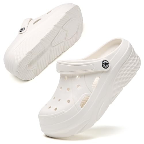 Image of FLIOZY Women's Gardener Platform Clogs Slippers Hight Heels Mules Clog Wedge Sandals Outdoor Beach Shoes