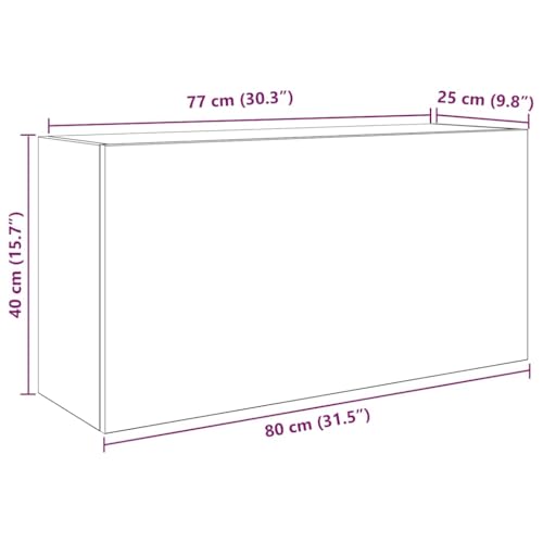 Miniatura 3 de Vidaxl Aparador De Pared De Baño En Madera De Roble, Armario De Almacenamiento Para Cuarto De Baño, 80x25x40cm
