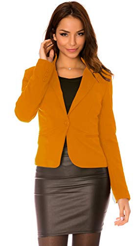 Emma & Giovanni - Blazer Aderente- Giacca da Abito - Donna (Senape, 38-40)