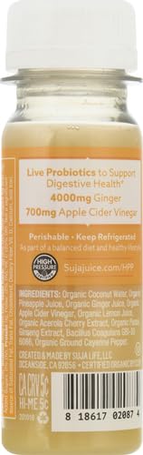 Suja Organic Digestion Shot with Ginger, Apple Cider Vinegar and Ginseng, Immunity Support, Functional Shot, Cold-Pressed Juice with Live Probiotics, Plant-Based & Gluten-Free (2 Fl Oz) - Image 4