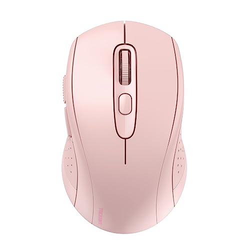 Image of TECKNET Bluetooth Mouse (BT 5.0 /3.0+2.4Ghz), 6-Level 4000 DPI Wireless Mice for Laptop, 2-in-1 Ergonomic Computer Portable PC Mouse, Silent Mouse with USB Receiver for Windows /Mac /PC /Notebook-Pink