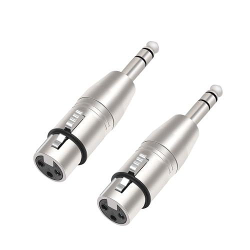 SQWRWY XLR Female to 1/4 TRS Adapter 2-Pack Balanced 6.35mm Male to XLR Female Connector for Microphone Audio Interface Mixer Studio Equipment Professional Audio Cable