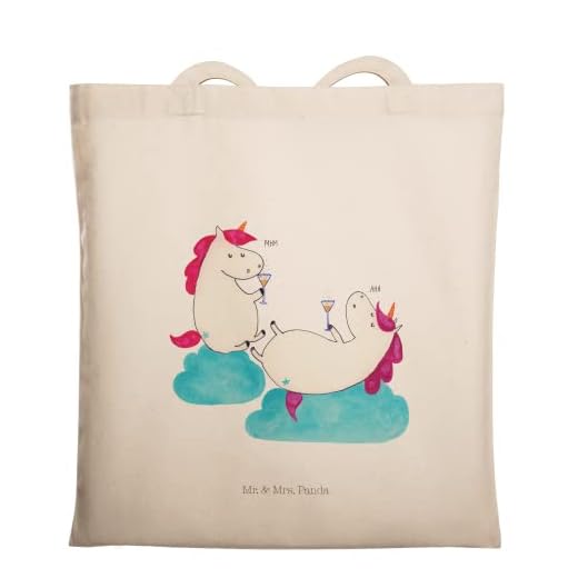 Mr. & Mrs. Panda Tragetasche mit Spruch Morgen gibt es Sekt zum Frühstück. Irgendwo hat bestimmt jemand Geburtstag. 5 Mr. & Mrs. Panda Einkaufstasche, Stofftasche, Tragetasche Einhörner Sekt - Farbe Transparent
