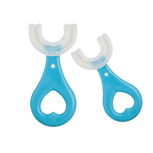 Image of claiol 2 Pcs U-Shaped Kids Toothbrush, Premium Soft Manual Training Toothbrush for Kids 2-6 Years Old. (Blue)