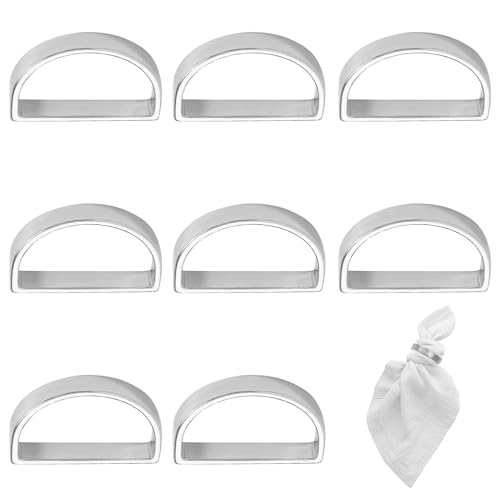 DONOONIS Lot De 8 Ronds De Serviette Argent, Ronds De Serviette, Semi-circulaire, Alliage, Modern, Polie, Peinte, NAPKIN_RING