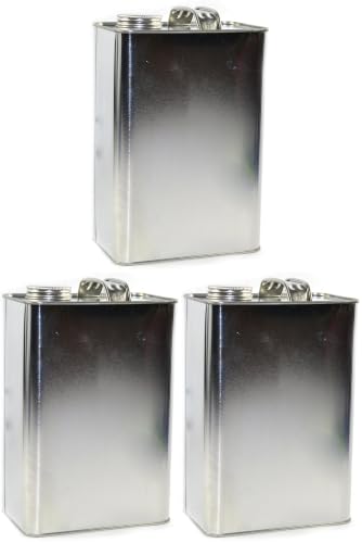Image of EISCO 1 Gallon F-Style Reusable Metal Can with 1-3 /4 inch Delta Opening and Screw On Cap - Secure Storage and Easy Pouring (Pack of 3)