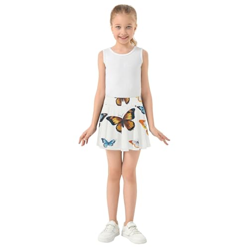 Girls' Shorts Athletic Skorts Realistic Butterflies Tennis Skirts for Kids Floral Flowy Skirt 3t3