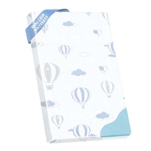 voomf Pack and Play Mattress - 38"x26" Pack N Play Mattresses Pad with Breathable Removable Cover - Dual-Sided Memory Foam Foldable Portable Baby Crib Mattress, Balloon