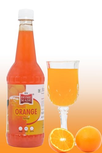 Image of RK Home Made Natural Syrup Orange Concentrated Syrup & Squash 750ml | Gluten-Free & Vegan Refreshing Orange Drink Mix | Perfect Beverage Base for Mocktails, Milkshakes, Picnics,Parties & Summer Drinks