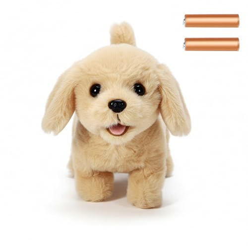 Image of GITGRNTH Multi Color Walking Talking Dog Toy with Sound, Battery Operated Plush Puppy with Barking, Jumping & Twitch Nose, Voice Repeat & Fun Movement Perfect for Kids & Toddlers (White Or Brown)