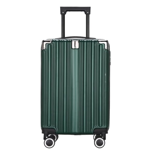 Suitcase Aluminum Frame Suitcase Women's Trolley Boarding Case Light Sound Caster Wheel Password Customs Lock Suitcase Suitcase Tags(Green)