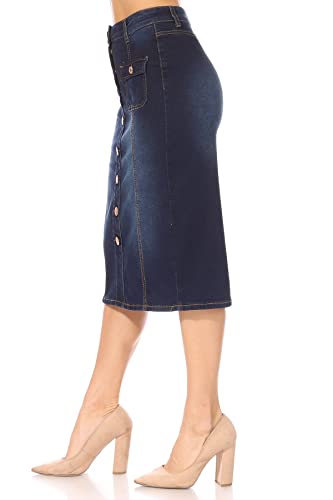 Fashion2Love Women's Juniors/Plus Size Middle - Length Stretch Denim Pencil Skirt (78032)3
