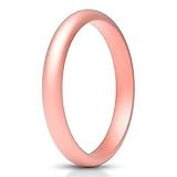 ThunderFit - Anillos de silicona para mujer, delgados y apilables, 2,5 mm de ancho, 2 mm de grosor (1 anillo – oro rosa, 4,5 – 5 (15,7 mm)