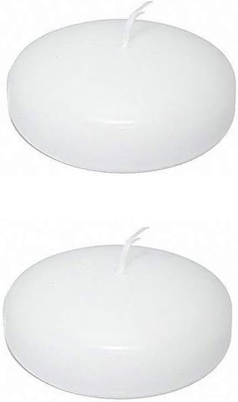 2Pcs White Floating Candle Unscented Dripless Tealights Wax Discs for Wedding Decoration Pool Centerpieces Parties Decor