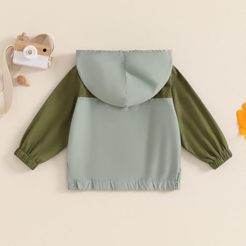 MBMSHEGH Toddler Baby Grils Boys Hoodie Zipper Waterproof Patchwork Raincoat Lightweight Windbreaker Outwear Rain Jacket 1-4T4