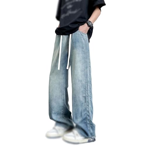 Summer Jeans for Men Korean Style Straight Denim Pants Wide Leg Jeans Trousers