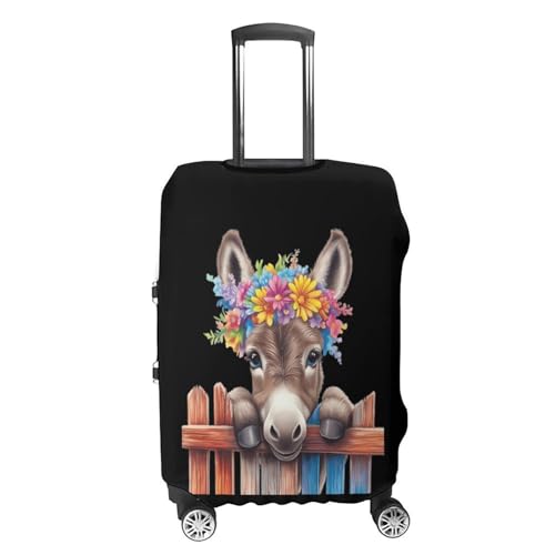Funny Donkey With Flowers Luggage Covers Suitcase Protector Case Fits 19-32 Inch L4