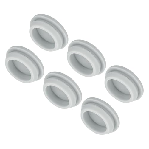 Image of MECCANIXITY 6pcs Silicone Snap in Locking Hole Plugs,25mm /1 Inch Mounting Diameter Narrow Groove Width 2mm Panel Seal Cover Round for Kitchen Bulkheads Waterproof Sealing Plugs Grey