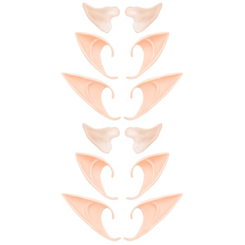 6 Pairs Elf Ears - Cosplay Fairy Pixie Fairy Ears Soft Pointed Ear Tips Anime Party Dress Up Costume Makeup Masquerade Accessories Halloween Elven Vampire (6 Pairs)