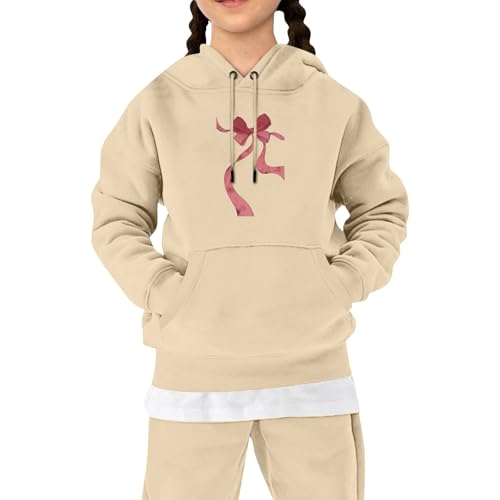 Cute Sweatshirts For Teens Baggy Fleece Long Sleeve Cute Hoodies For Girls 10-12 Hooded Warm Bow Print Fall Boys Hoodies Size 8-10 Yellow 5-6 Years First Day Of School Tops For Girl