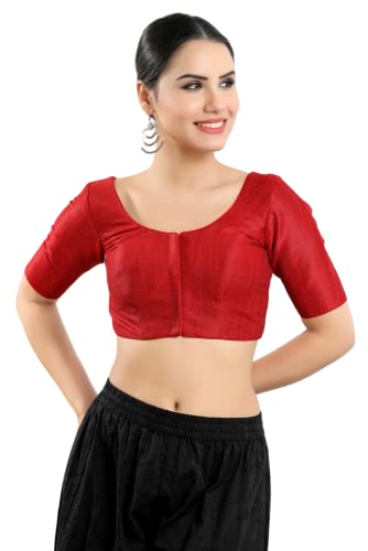 Image of Vamas Women's Silk Padded Self Design Half Sleeve Readymade Saree Blouse (X-766.N)