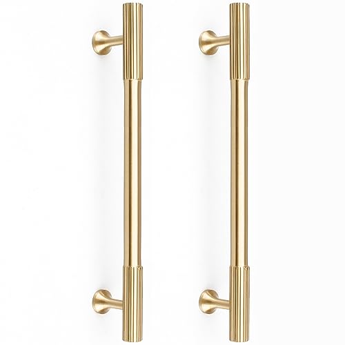 RZDEAL Lot de 2 poignées d'armoire en laiton massif doré, centres de trous de 160 mm, pour placard de cuisine, commode, salle de bain, poignées d'armoire en...