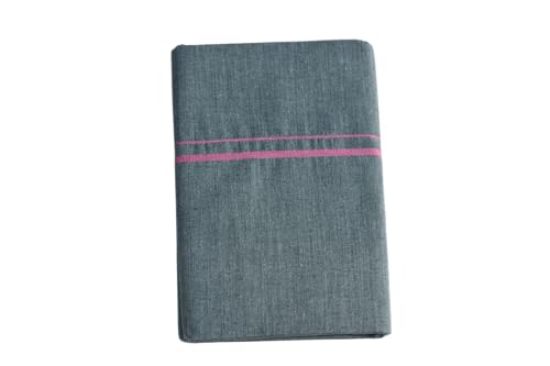 Image of Pure Cotton Dhoti for Men (1.28 x 1.87 m) | Solid Panchalu with Varied Small Color Border | Kerala Cotton Veshti, Khadi Dhoti | Lightweight Pooja & Temple Wear