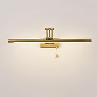 Vista 6 de Lámpara de pared LED ajustable de cobre para espejo de baño: lámpara de tocador moderna con interruptor de cadena para UNA decoración elegante