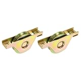 QUARKZMAN 3.5 Pollici Carrello Scorrevole Per Porta, 2Pcz Ruote Singole A V Con Staffa Carrelli Per Porte A Vetro Cancelli Armadi Mobili, Oro