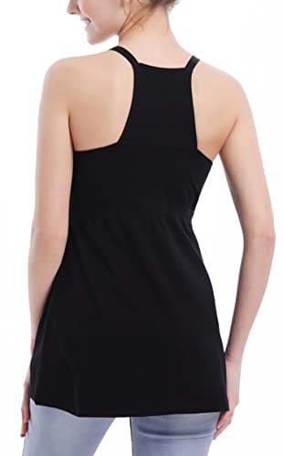 Suiek Women's Nursing Tank Tops Cami Maternity Bra Breastfeeding Clothes (Large, A-Black+Royal Blue+Atrovirens - Fourth Style) #TOP4