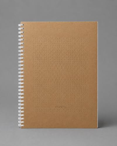 Image of PaperO A4 Dot Grid Notebook | 5MM Dot Design | A4 Size (8.5 x 11 inches) | 100 GSM 50 Sheet | Ideal for Architects & Designers | Kraft Cover | (Millboard Cover Dot Grid)