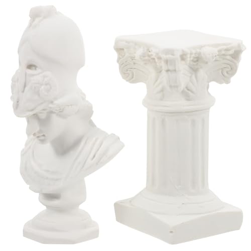 Design elegante: caratterizzato da una testa di personaggio a forma di colonna romana, questo pezzo imita l'aspetto di una scultura in gesso per un aspetto sofisticato, ornamento di personaggio, decorazione di personaggio a forma di colonna romana