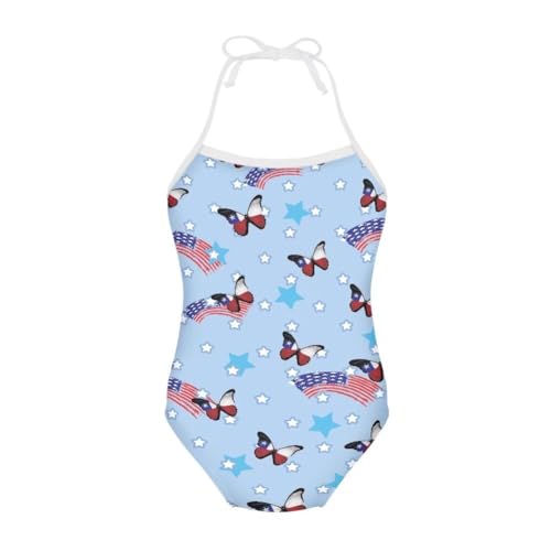 Hawapod Butterfly Flag Blue Children Swimwear Baby Girl One Piece Swimsuits Summer Kids Fashion Bathing Suit