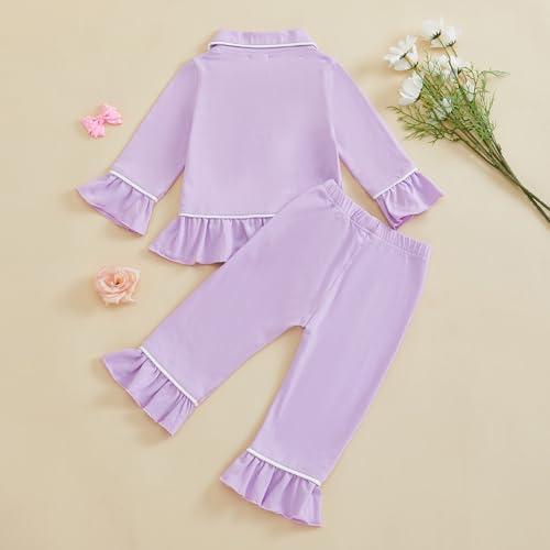 Balaflyie Baby Button Down Pajamas Set Shirt and Pants Toddler Cotton Pjs Long Sleeve Sleepwear2