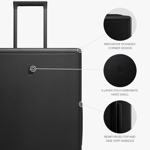 Image of LEVEL8 Checked Luggage 28 Inch, Large Hardside Suitcases with Wheels, Black