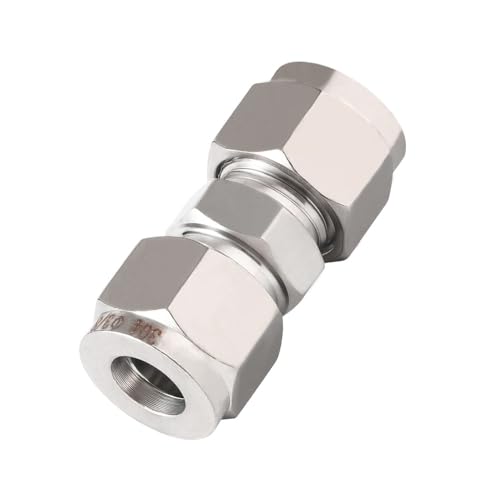 Horiznext 3/8 inch Stainless Steel 304 Compression Fitting for tube, connect air line brass pipe, adapt copper brake hose water fuel system (1 pc)