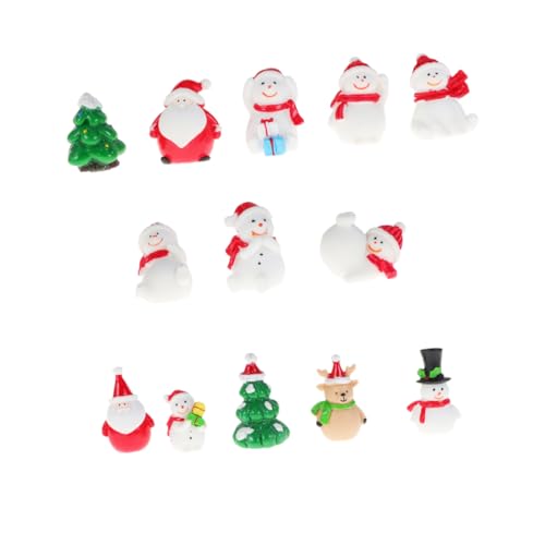 Unomor Snowman Minitre Desktop Ornament 13pcs Miniature Christmas Figurines Xmas Decor Present Random Style