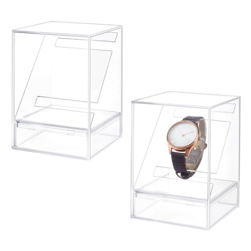 PH PandaHall 2pz Espositore per Orologo da Polso Scatole Singolo per Orologi, 8x8x11.2cm Espositore per Orologi in Acrilico Trasparente per Braccialetti Uomo Donna