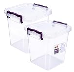 Best House 5 Litres Deep Clear Storage Box Container with Lid Square and Handles, Stackable Organizer Bin for Home, Kitchen, Garage, and Store Cloths, Boots, Toys, Food, and Accessories (Pack of 2)