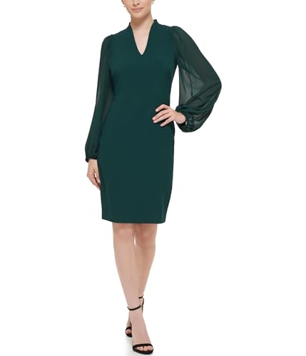 Image of Vince Camuto Women's Stretch Crepe Bodycon Dress with Chiffon Balloon Sleeves