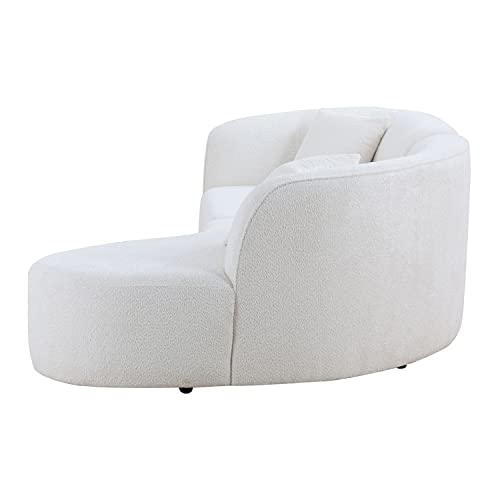 Kevinplus 126'' Curved Sofa Couch With Chaise Lounge For Living Room, L-Shape Modern Sectional Luxury Upholstery 5-Seat Sofa Couch For Apartment Lobby, Boucle Fabric & 2 Pillows (Right-Facing, White) #TOP7