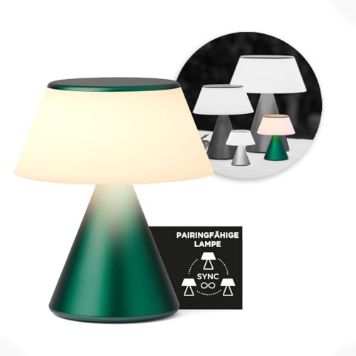 Lexon LUMA M LED-Schreibtischlampe, kabellose Tischlampe mit Dimmfunktion und Multi-Lampen-Synchronisation, 9 Lichtfarben fĂĽr BĂĽro, Schlafzimmer und Nachttisch, DunkelgrĂĽn