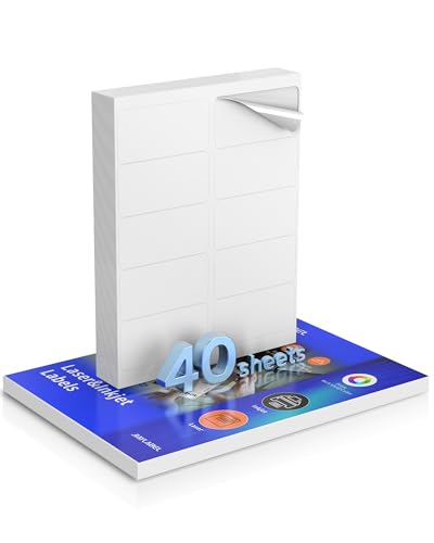 JIAYLABEL 配送ラベル 住所 宛名 宛名 ステッカー インクジェットプリンター用 印刷可能 ネームタグ 印刷 サンキューラベリング 封筒に書き込む 収納 ブランク ホワイト 8.5 x 11 (2インチ x 4インチ | 40枚)